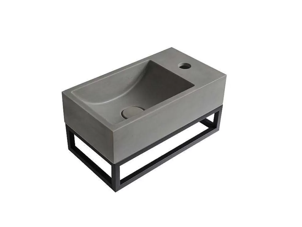 Sale Rechthoekige Hangende Wastafel Met Drager - L40 X B22 Cm - Uchami Muurkast Badkamer