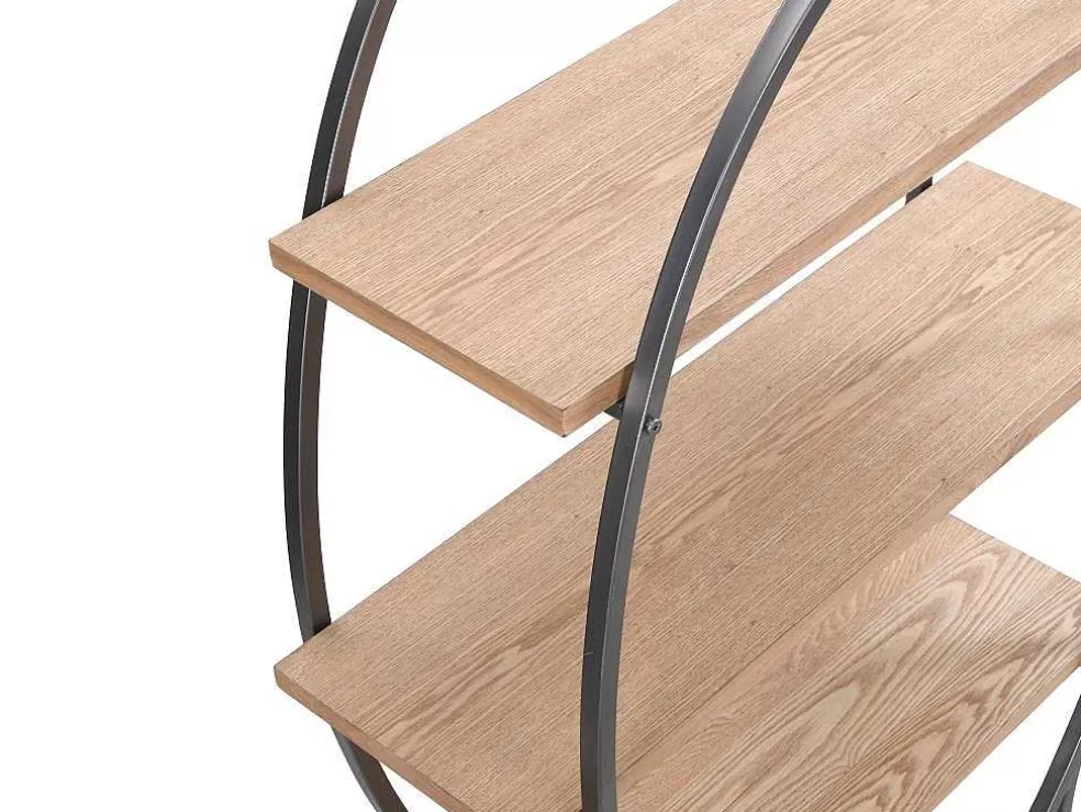 Discount Rek Met 3 Legplanken In Mdf En Metaal - Houtlook En Zwart - Lolana Boekenkast & Vitrine
