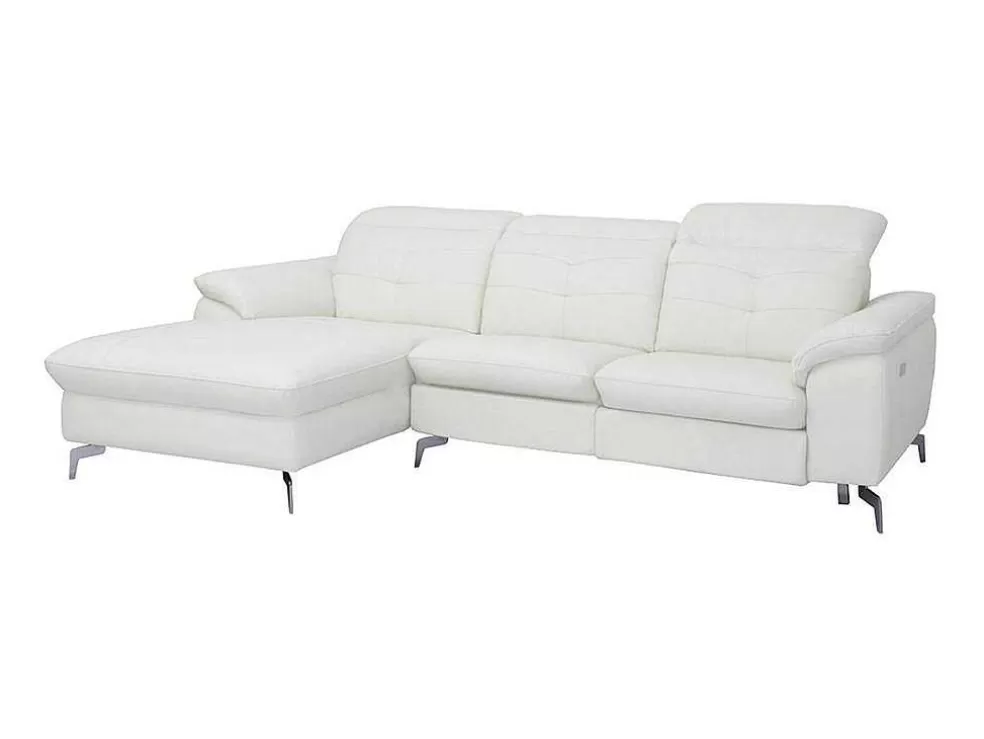 Online Relax Hoekbank Elektrisch Van Buffelleer Lismore - Wit - Hoek Links Elektrische Relaxbanken