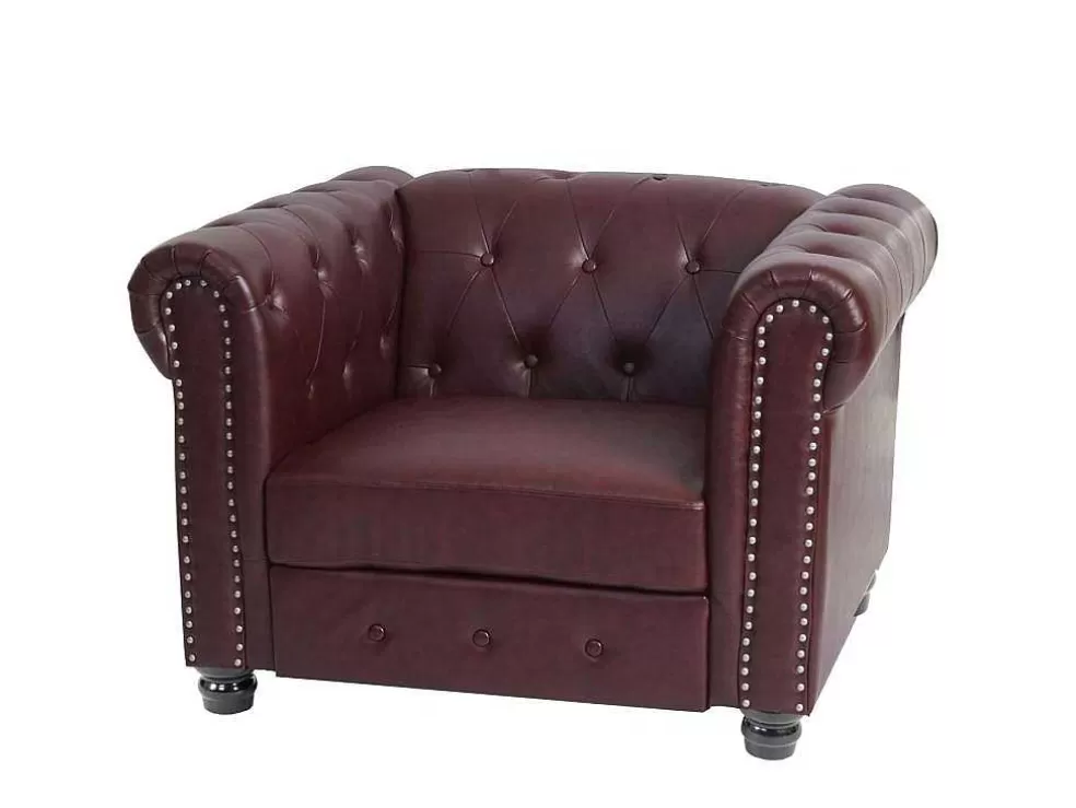 Best Sale Relaxfauteuil Edinburgh Ronde Poten, Ronde Poten, Roodbruin Fauteuil Met Holle Rugleuning