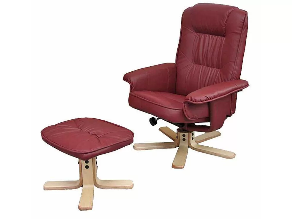 Shop Relaxfauteuil H56 Met Kruk, Bordeaux Fauteuil Kunstleer