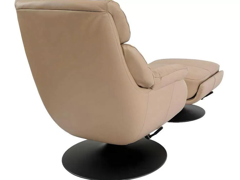 Hot Relaxfauteuil Met Kruk Mcw-K99, Taupe Fauteuil Leer