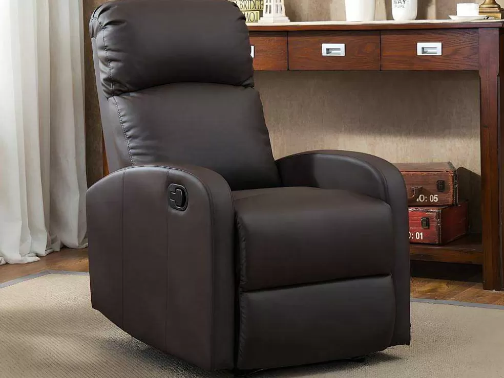 Outlet Relaxfauteuil Van Kunstleer Isao - Zwart Relaxfauteuil