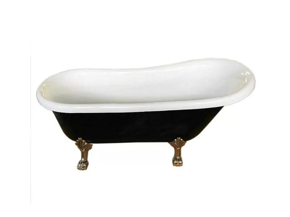 Outlet Retro Vrijstaand Bad 170 X 80 Cm Zwart Met Gouden Pootjes Marigold Noir Vrijstaand Bad Op Pootjes