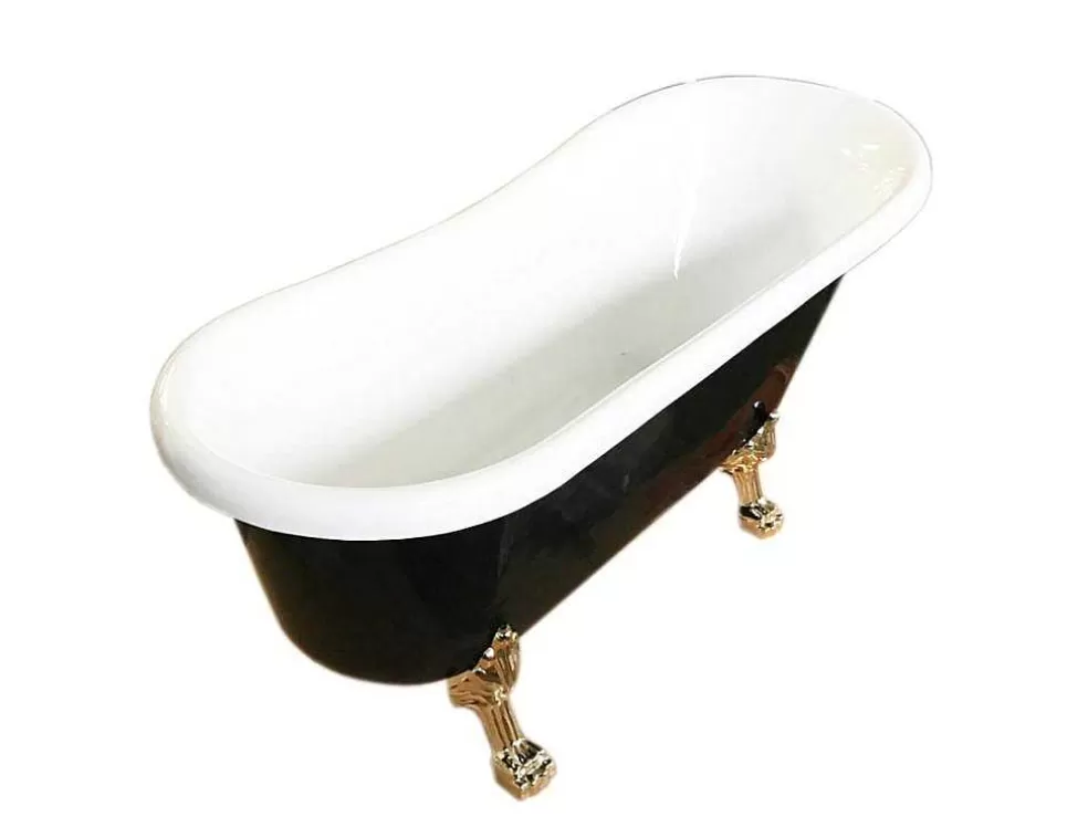 Outlet Retro Vrijstaand Bad 170 X 80 Cm Zwart Met Gouden Pootjes Marigold Noir Vrijstaand Bad Op Pootjes