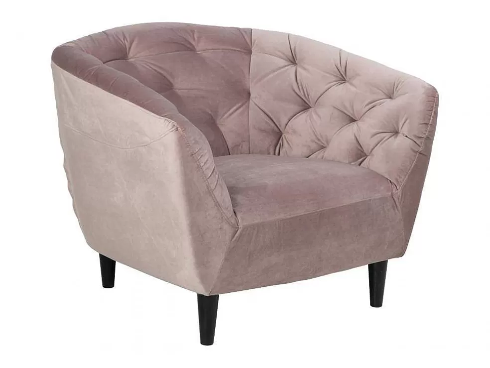 Sale Rian Fauteuil In Dusty Rose Met Zwarte Poten. Fauteuil Met Holle Rugleuning