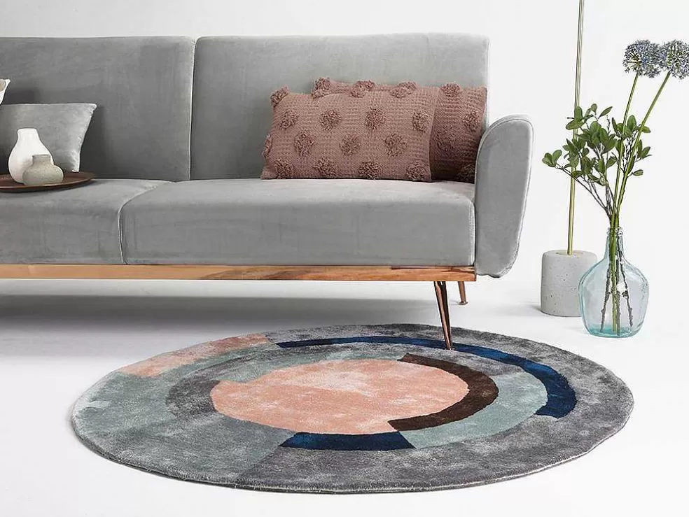 Cheap Rond Tapijt Van Getuft Viscose Met Geometrisch Patroon Janjivy - 4000 G/M - D120 Cm Woonkamertapijt