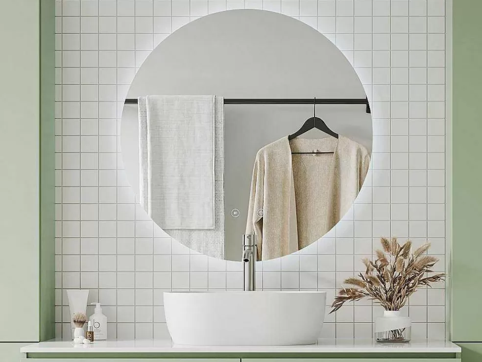 Sale Ronde Badkamerspiegel Zonder Kader Anticondens Met Ledverlichting Diameter 90 Cm Romula Accessoires & Spiegels