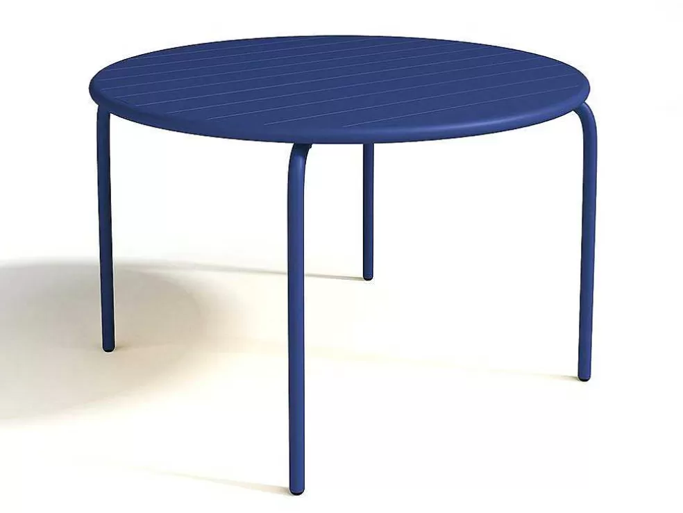 Best Sale Ronde Tuintafel Mirmande - Metaal - D. 110 Cm - Donkerblauw Tuinset