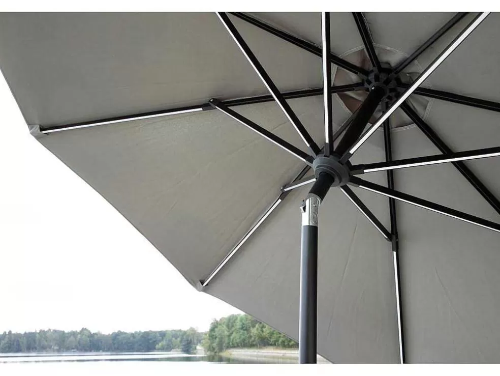 Store Sabal Parasol Met Kantelfunctie En Led-Verlichting Grijs. Parasol