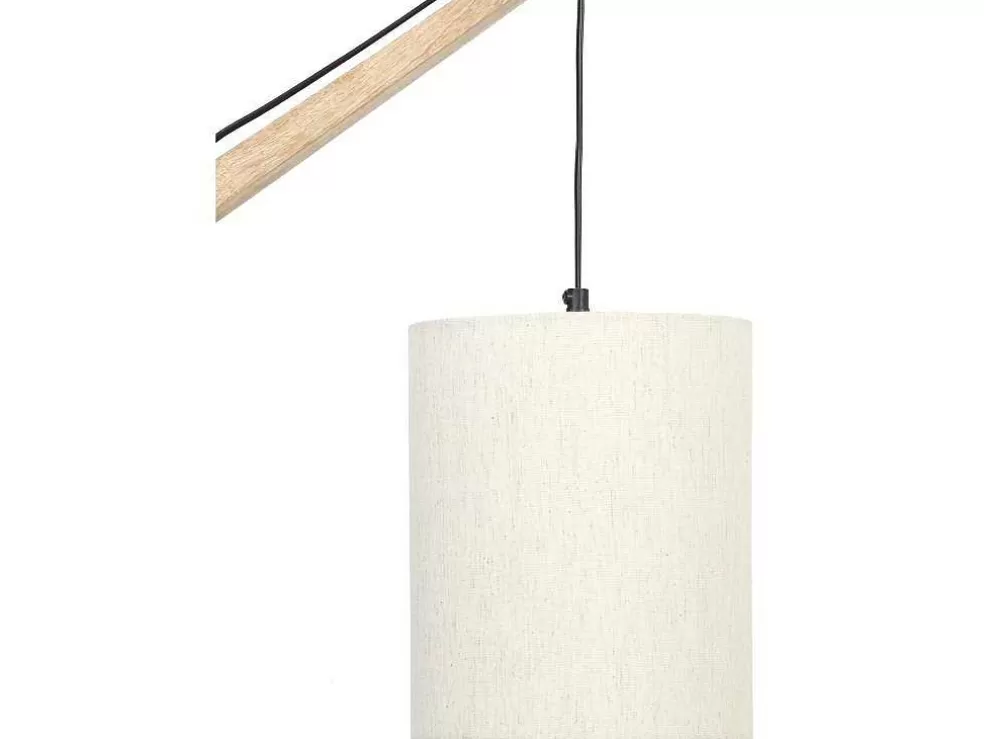Best Sale Scandinavische Wandlamp - Mangohout En Stof - D21 X H36 Cm - Licht Naturel En Beige - Paliana Wandlamp