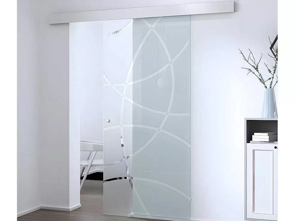 Best Sale Schuifdeur In Opbouw - H205 X L93 Cm - Gehard Glas Schuifdeur