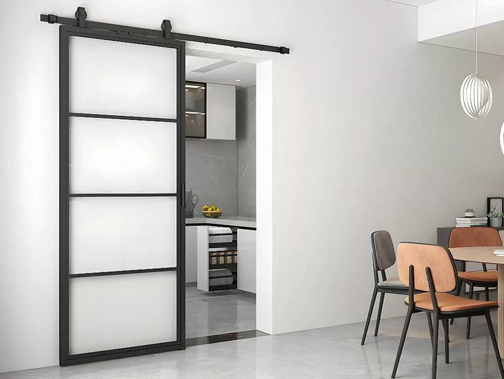 Best Schuifdeur Sinca - H205 X B83 Cm - Gehard Glas En Aluminium Schuifdeur