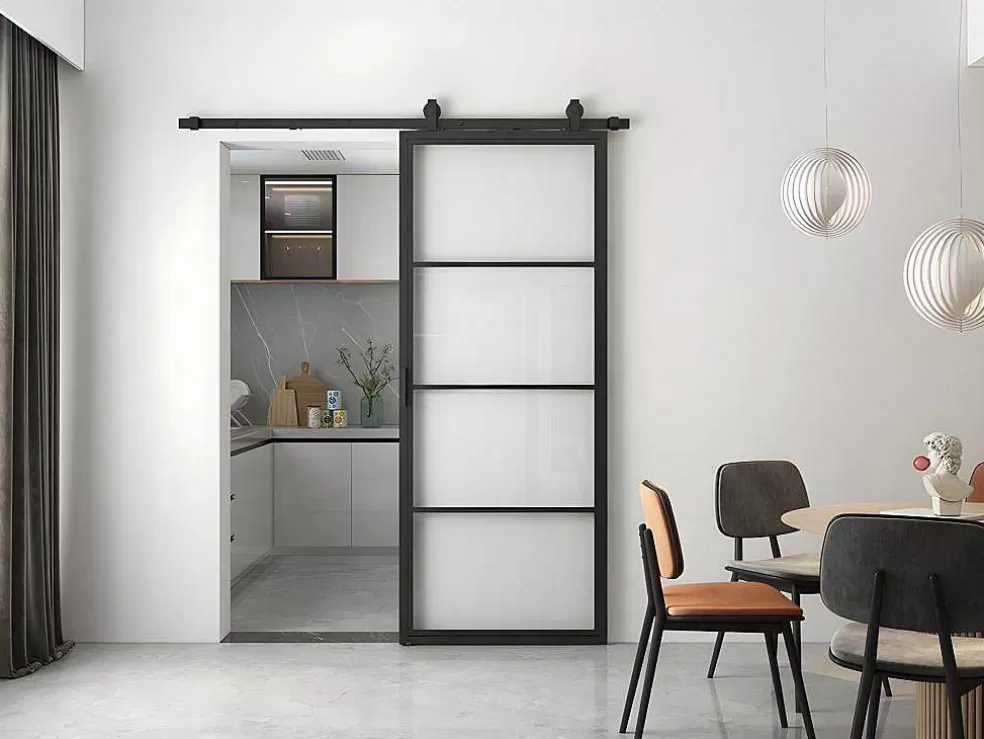 Best Schuifdeur Sinca - H205 X B83 Cm - Gehard Glas En Aluminium Schuifdeur