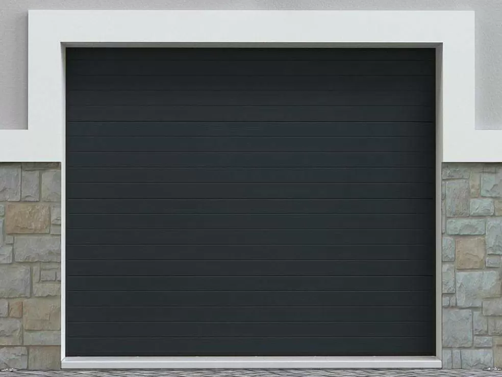 New Sectionale Garagedeur Antraciet Met Groefeffect En Motor - Noria Garagedeur