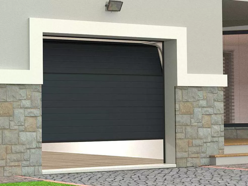 New Sectionale Garagedeur Antraciet Met Groefeffect En Motor - Noria Garagedeur