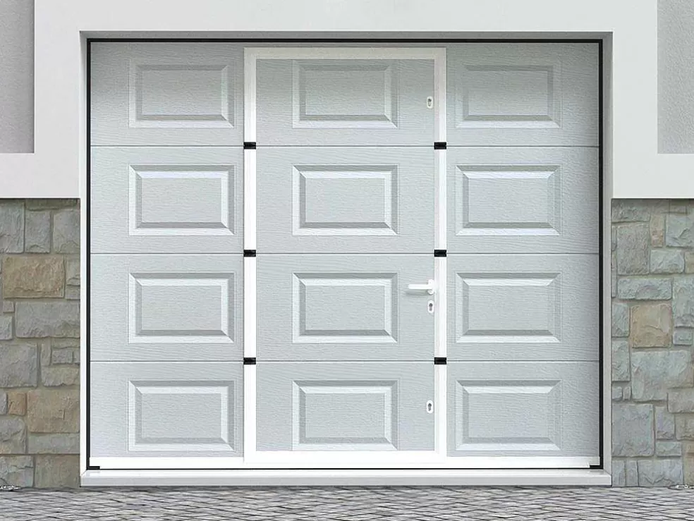 Store Sectionale Garagedeur Met Motor Cassette Centrale Deur Wit - Caopas Garagedeur