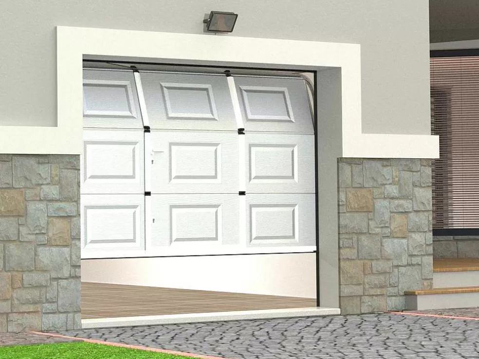 Store Sectionale Garagedeur Met Motor Cassette Centrale Deur Wit - Caopas Garagedeur