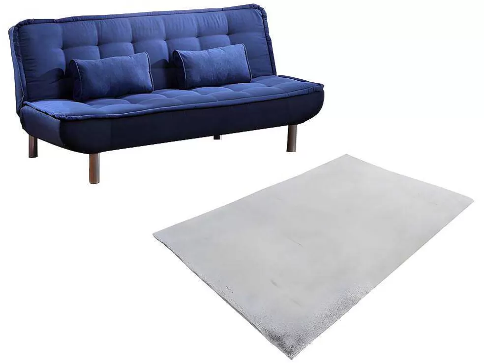 Cheap Set Blauwe Slaapbank Mishan En Grijs Tapijt Bunny Scandinavisch