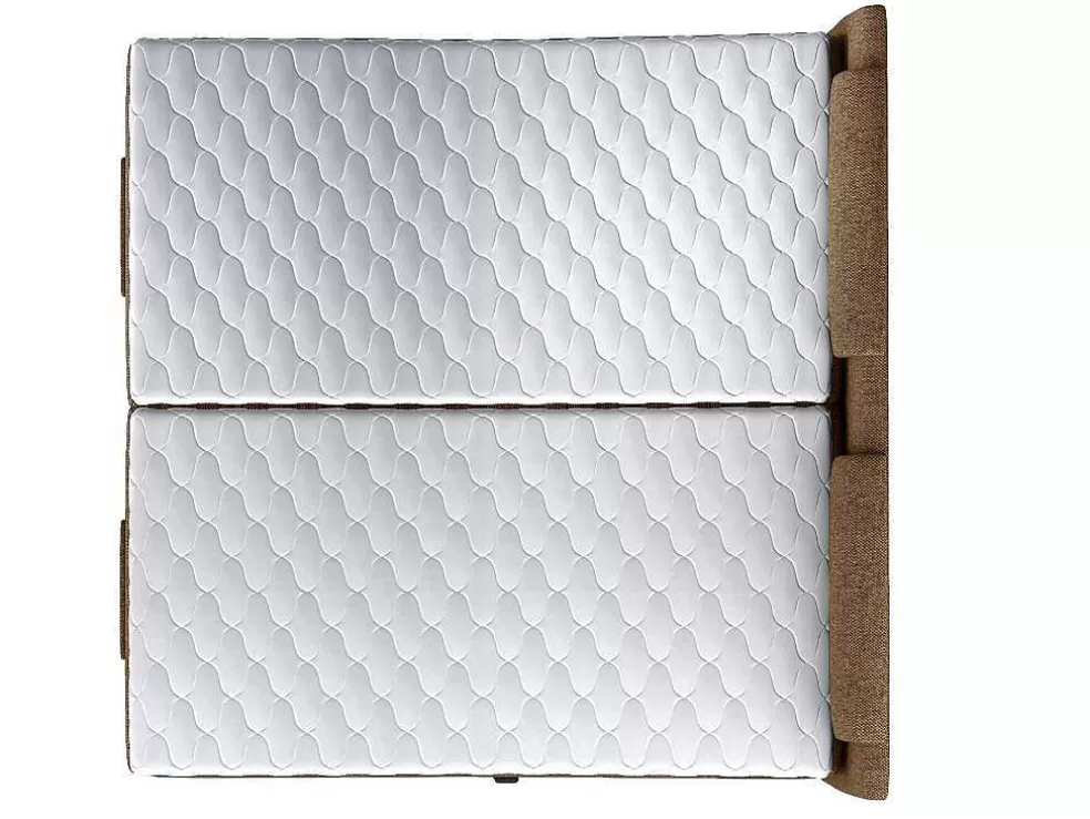 Cheap Set Boxspring Hoofdbord + Elektrische Bedbodem + Matras + Topmatras Castel Van - 2X90X200Cm - Beige Stof Tweepersoonsbed