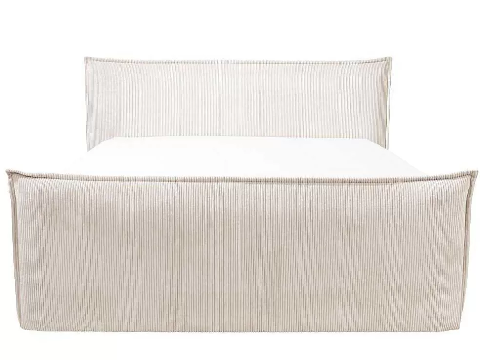 Best Sale Set Boxspring Met Hoofdeinde + Bedbodems Met Opbergruimte + Matras + Dekmatras - 2 X 80 X 200 Cm - Ivoorwit Ribfluweel - Rhoda Van Boxspringbed