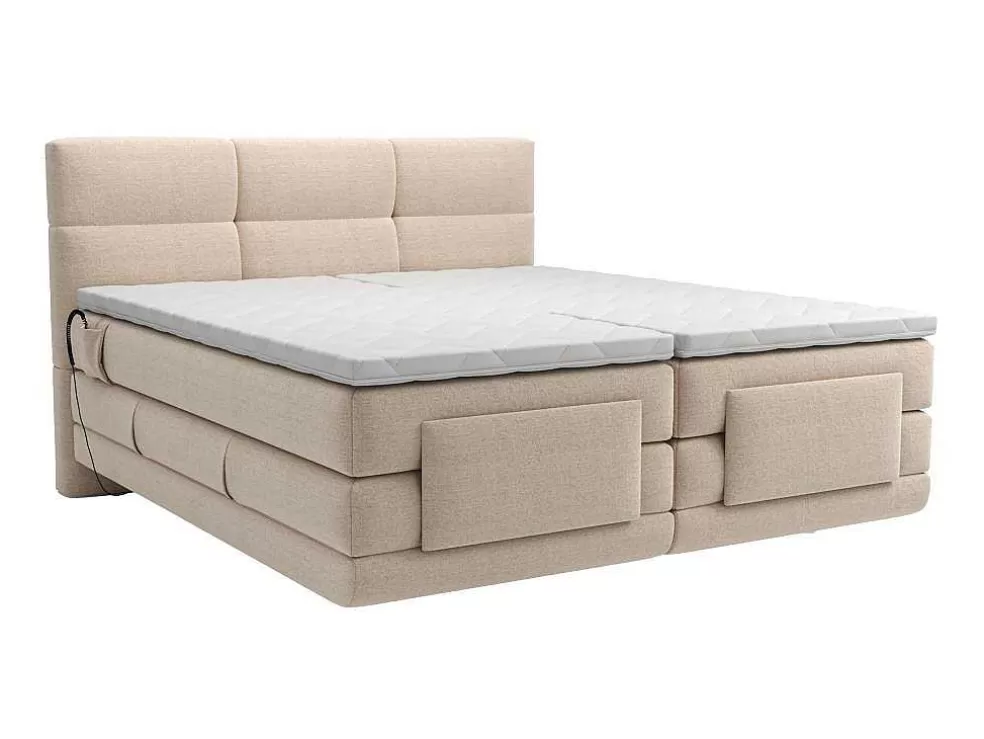 Hot Set Boxspringbed Met Hoofdbord Met Capitons + Elektrische Relaxbedbodems + Matras + Dekmatras - 2 X 80 X 200 Cm - Beige - Lodi Van Aanbiedingen: Slaapkamer & Kantoor