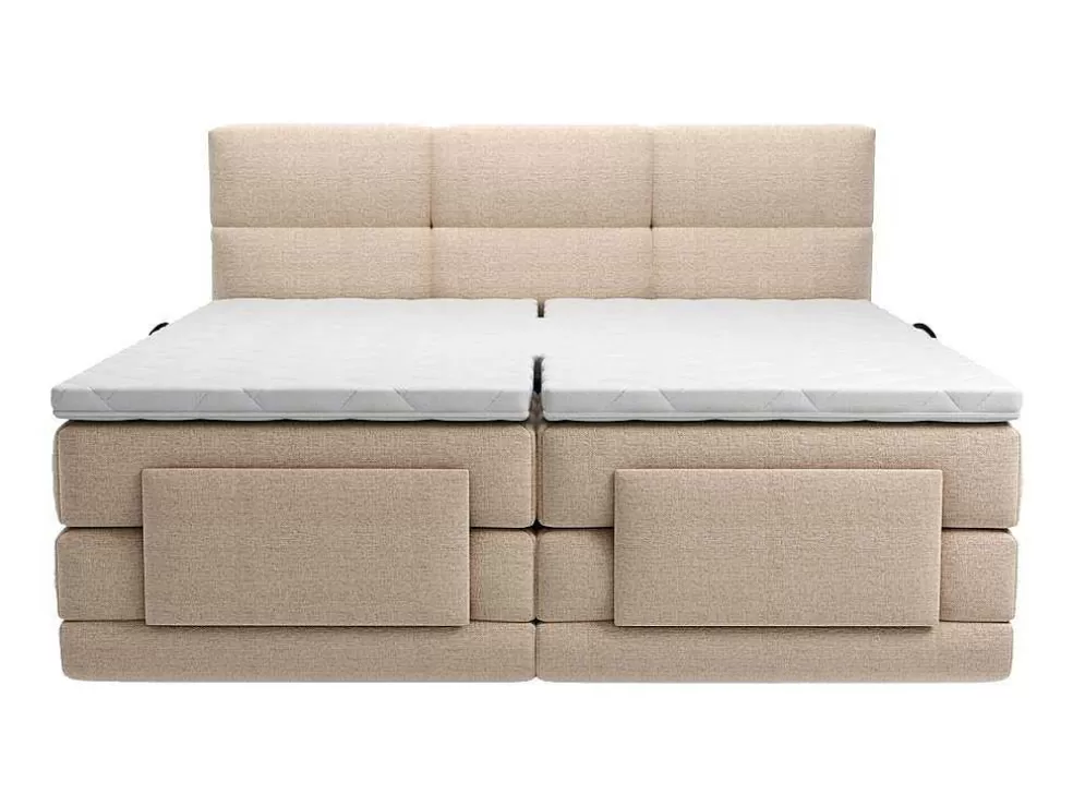 Hot Set Boxspringbed Met Hoofdbord Met Capitons + Elektrische Relaxbedbodems + Matras + Dekmatras - 2 X 80 X 200 Cm - Beige - Lodi Van Aanbiedingen: Slaapkamer & Kantoor