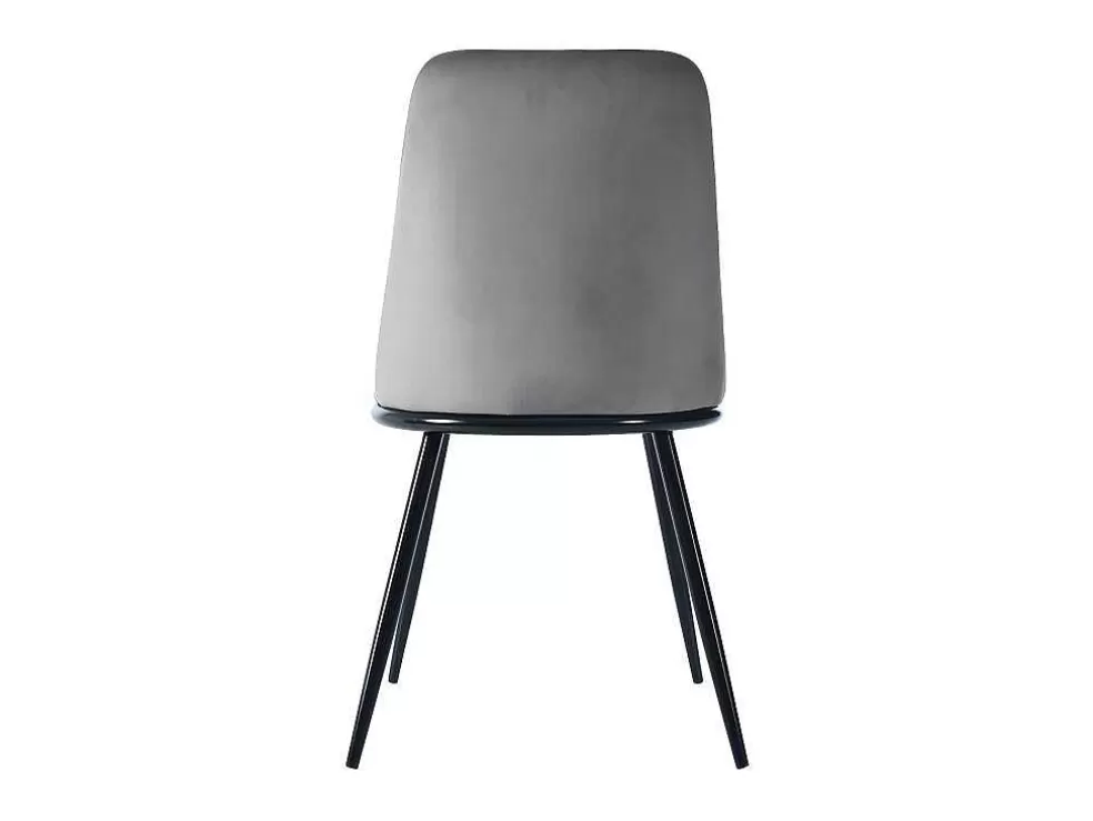 Sale Set Van 2 Fluwelen Gestoffeerde Stoelen Met Rugleuning - Zwart Metalen Structuur - Grijs Stoel