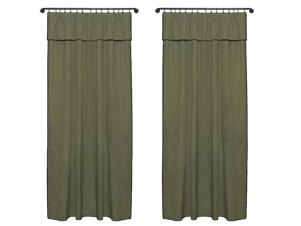 Store Set Van 2 Gordijnen Van Katoen En Linnen - 140 X 280 Cm - Kaki - Borina Aanbiedingen: Woonaccessoires