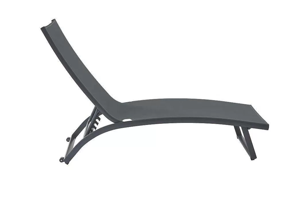 Best Set Van 2 Ligstoelen Met Verschillende Standen Van Aluminium En Textileen - Antraciet - Saranda Van Ligstoel
