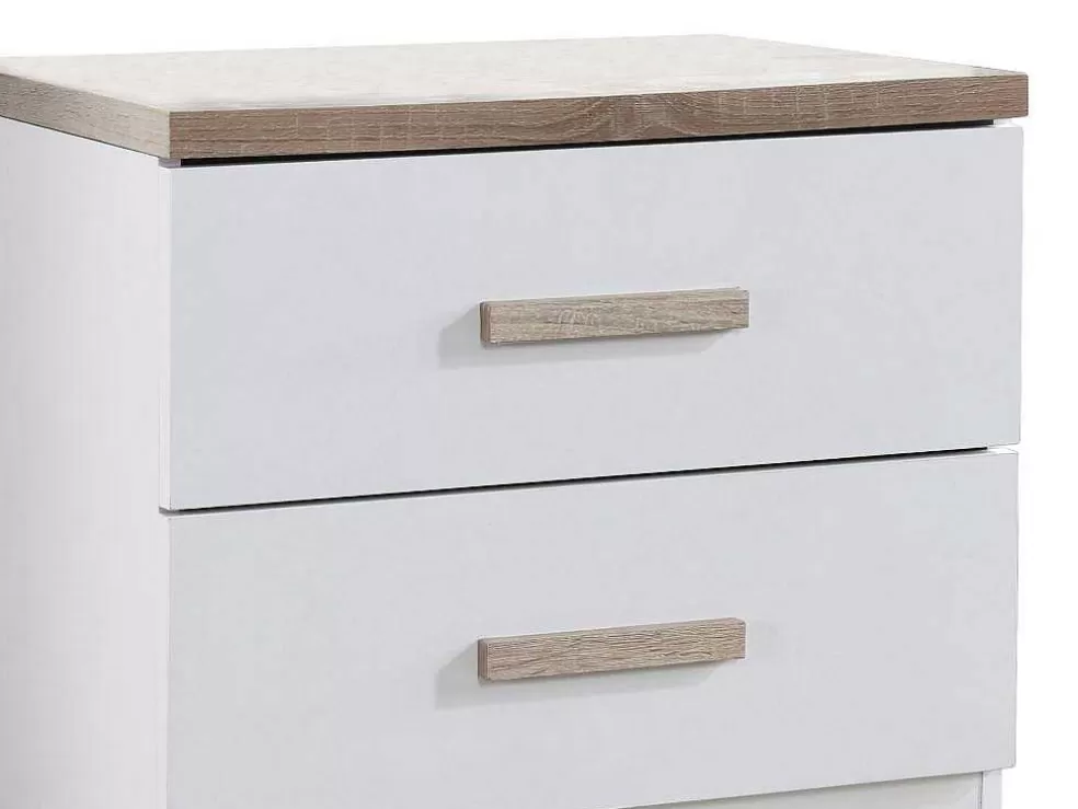 Store Set Van 2 Nachtkastjes Met 2 Lades - Wit En Naturel - Skaido Kindermeubel