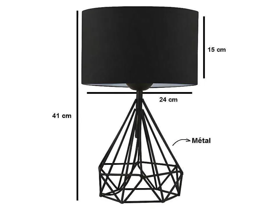 Online Set Van 2 Tafellampen Van Metaal Met Stoffen Kap - Zwart - H41 Cm - Anaia Lamp