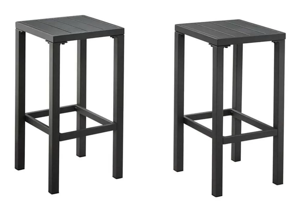 Cheap Set Van 2 Tuinbarkrukken Van Aluminium - Antraciet - Walpole Van Tuinbar