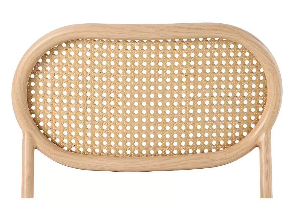 Hot Set Van 4 Kunstleer En Rotan Stoelen - Metalen Poten - Zwart Stoel
