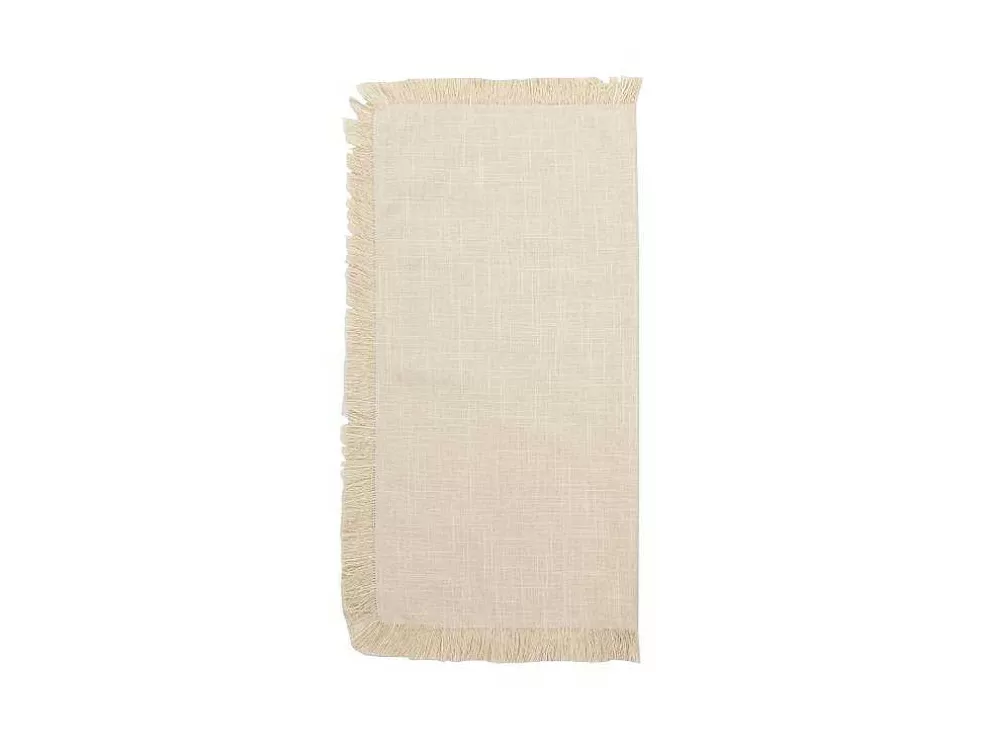 Best Set Van 4 Servetten Met Franje - Katoen - 45 X 45 Cm - Beige - Pola Textiel Voor Eettafel