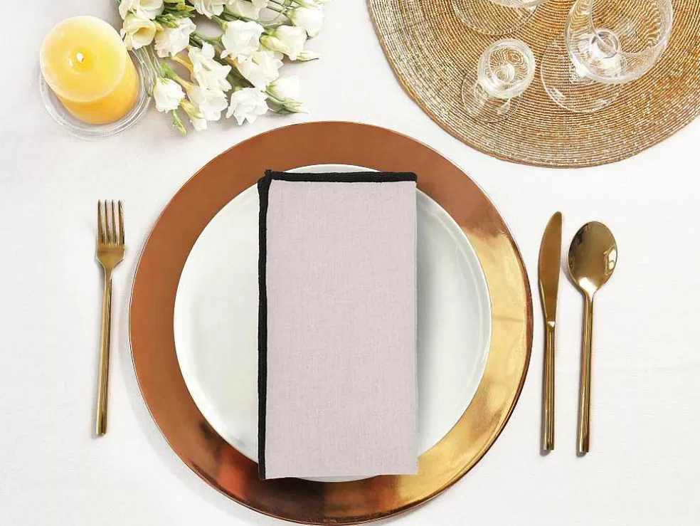 Hot Set Van 4 Servetten Van Katoen En Linnen - 45 X 45 Cm - Taupegrijs - Borina Textiel Voor Eettafel