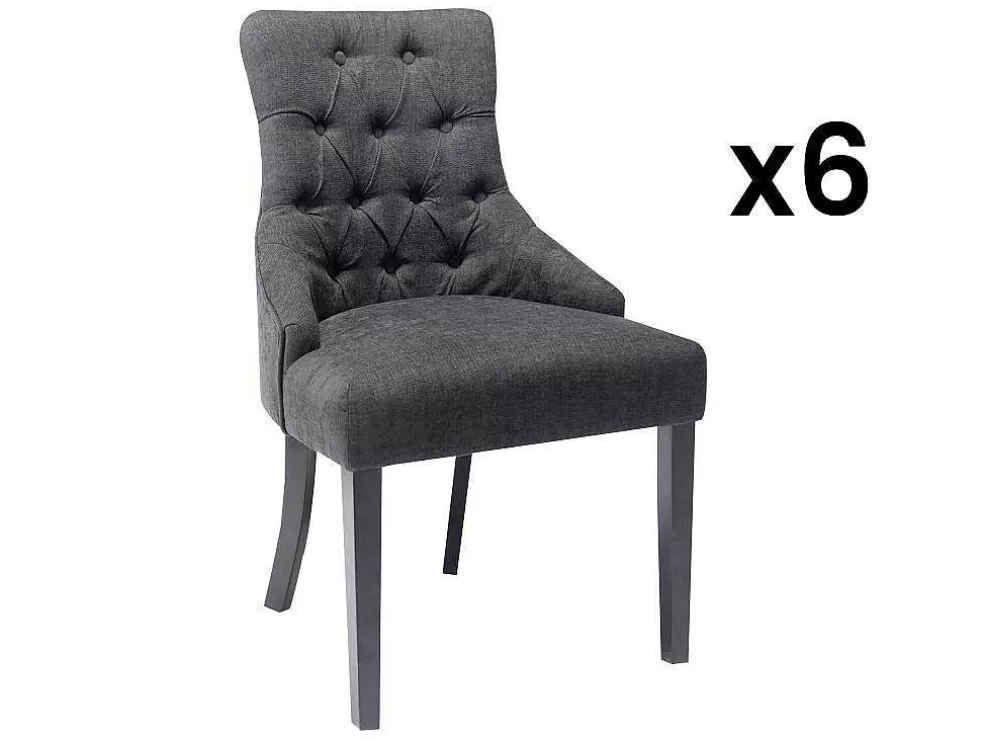 Best Sale Set Van 6 Stoelen Van Stof En Heveahout - Grijs - Mervia Stoel