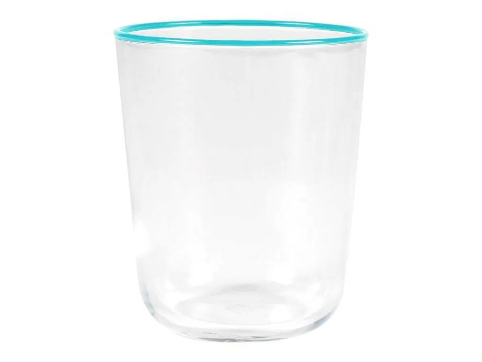 Best Set Van 6 Waterglazen Met Een Blauwe Rand Van 31,5 Cl - D. 8 X H. 9,5 Cm - Azuran Tafelservies