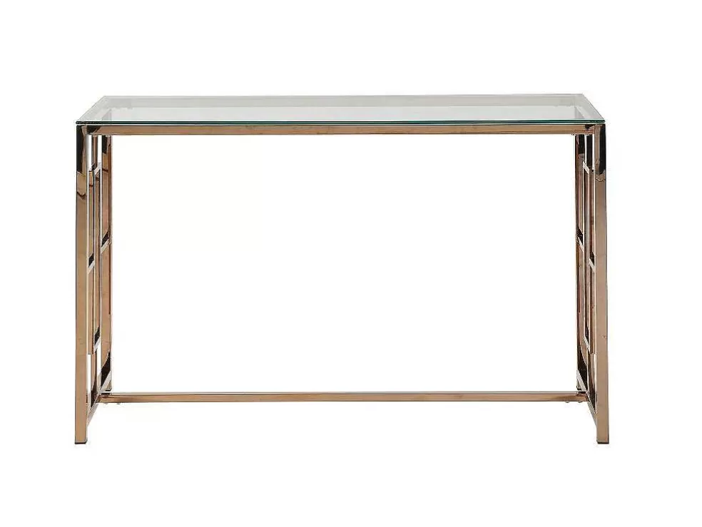 Discount Sidetable Clotilde - Gehard Glas En Staal - Koperkleurig - Van Sidetable