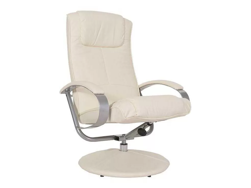 Discount Siena Relaxfauteuil Met Kruk, Creme-Wit Fauteuil Kunstleer