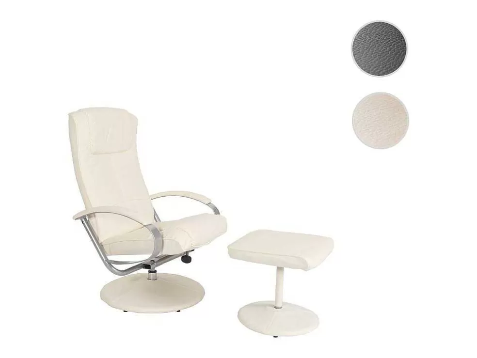 Discount Siena Relaxfauteuil Met Kruk, Creme-Wit Fauteuil Kunstleer