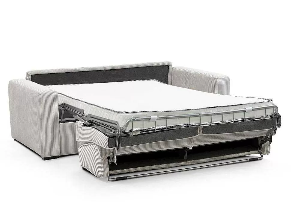 Clearance Slaapbank 4 Zitplaatsen Met Stoffen Bekleding In Cremewit Snel Ombouwbaar Matrasbreedte: 160 Cm Matrasdikte: 14 Cm Mondovi Slaapbank Met Matras