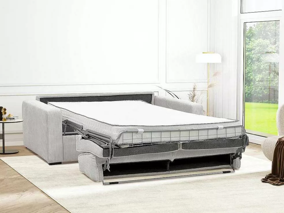 Hot Slaapbank 4 Zitplaatsen Met Stoffen Bekleding In Cremewit Snel Ombouwbaar Matrasbreedte: 160 Cm Matrasdikte: 18 Cm Mondovi Slaapbank Met Matras