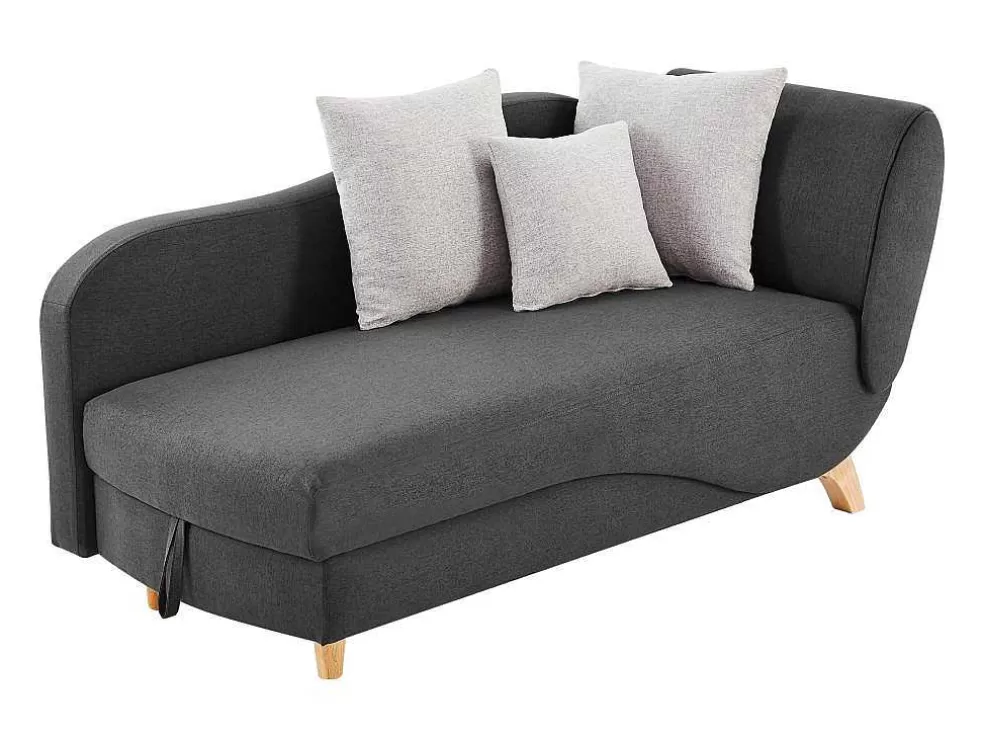 Store Slaapbank Van Antraciete Stof Met Opbergruimte - Hoek Links - Penelope Chaise Longue