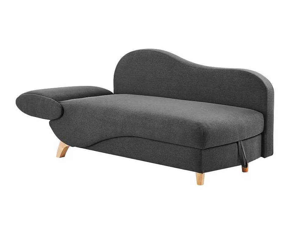 New Slaapbank Van Antraciete Stof Met Opbergruimte - Hoek Rechts - Penelope Chaise Longue