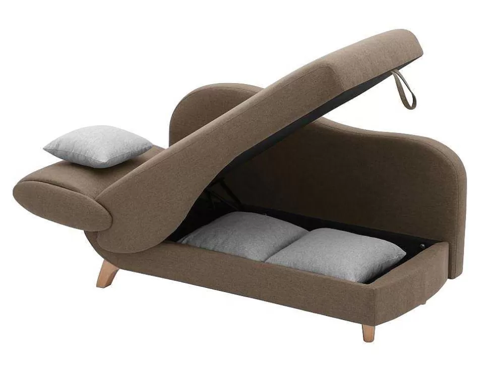 Flash Sale Slaapbank Van Bruine Stof Met Opbergruimte - Hoek Rechts - Penelope Chaise Longue