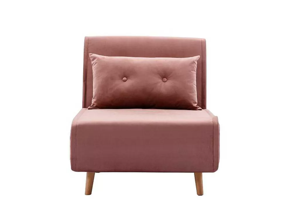 Best Slaapfauteuil Van Poederroze Velours Uribia Uitklapbare Fauteuil