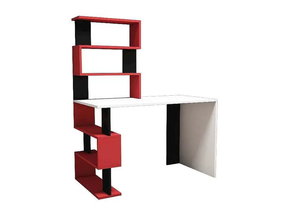 Online Snap Bureau, Wit, Rood, Zwart, 120X60X148,2 Cm, Bureaumeubel