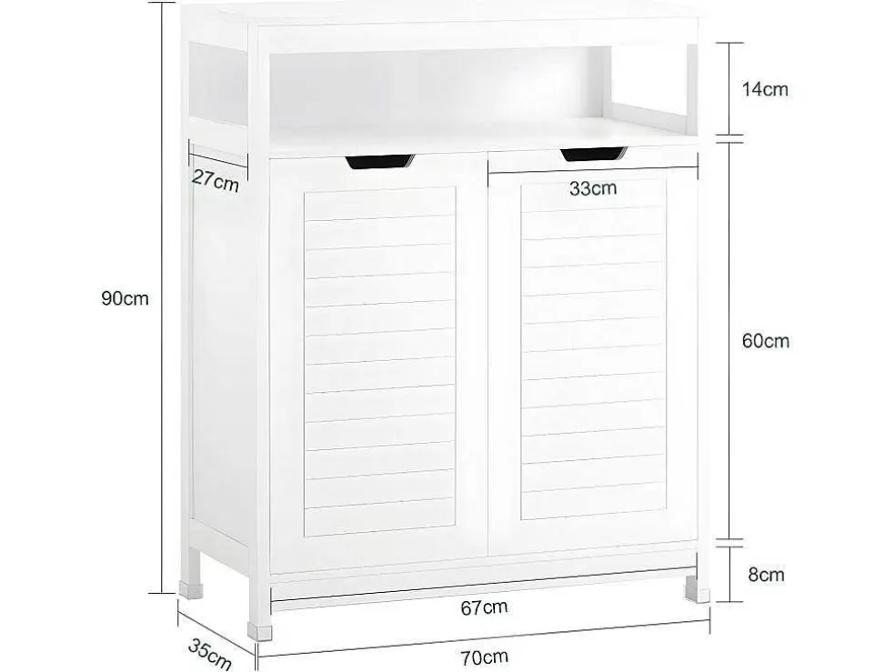 Flash Sale Badkamermeubel Toiletkast Ladekast Kastopbergmeubel Met 2 Deuren, Verstelbare Planken, 70X35X90 Cm, Bzr121-W Toiletmeubel
