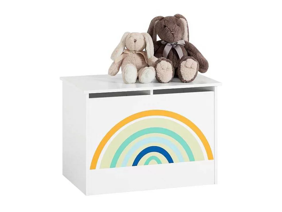 Sale Kmb70-W Speelgoedkist Voor Kinderen, Speelgoed Opbergdoos, Opbergkist Met Scharnierend Deksel, Regenboogdesign, Kinderboekenplank Babymeubel